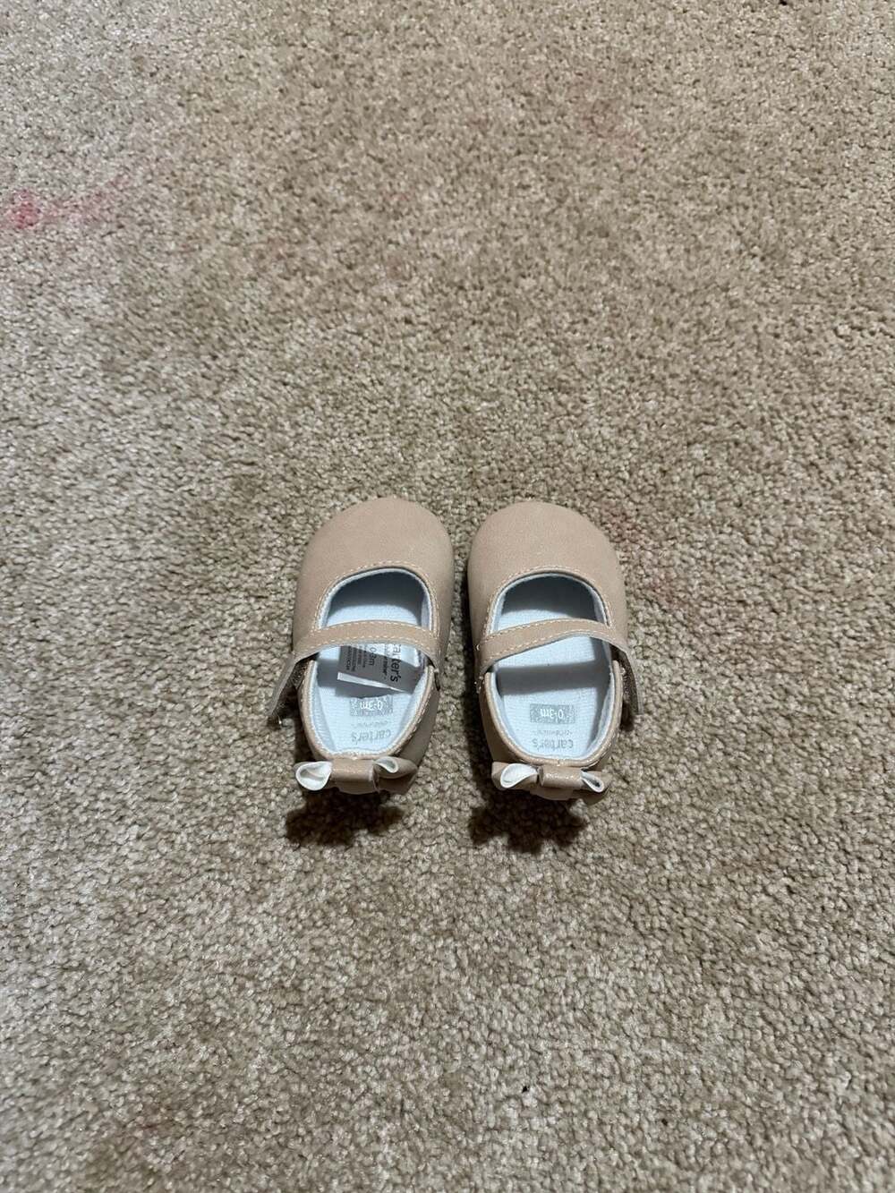 Carter's Mary Jane Shoes Size 0-3m Tan Bow Pre-Walker